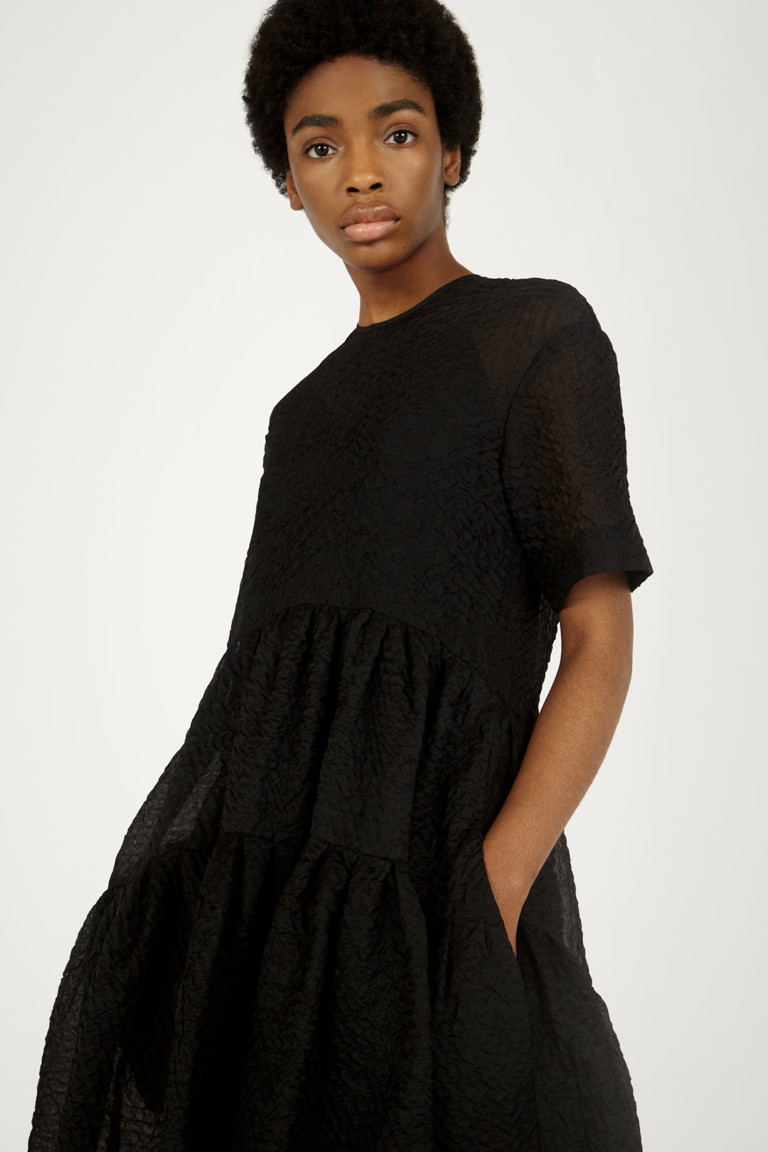 Exaggerated Cocoon Dress in Black