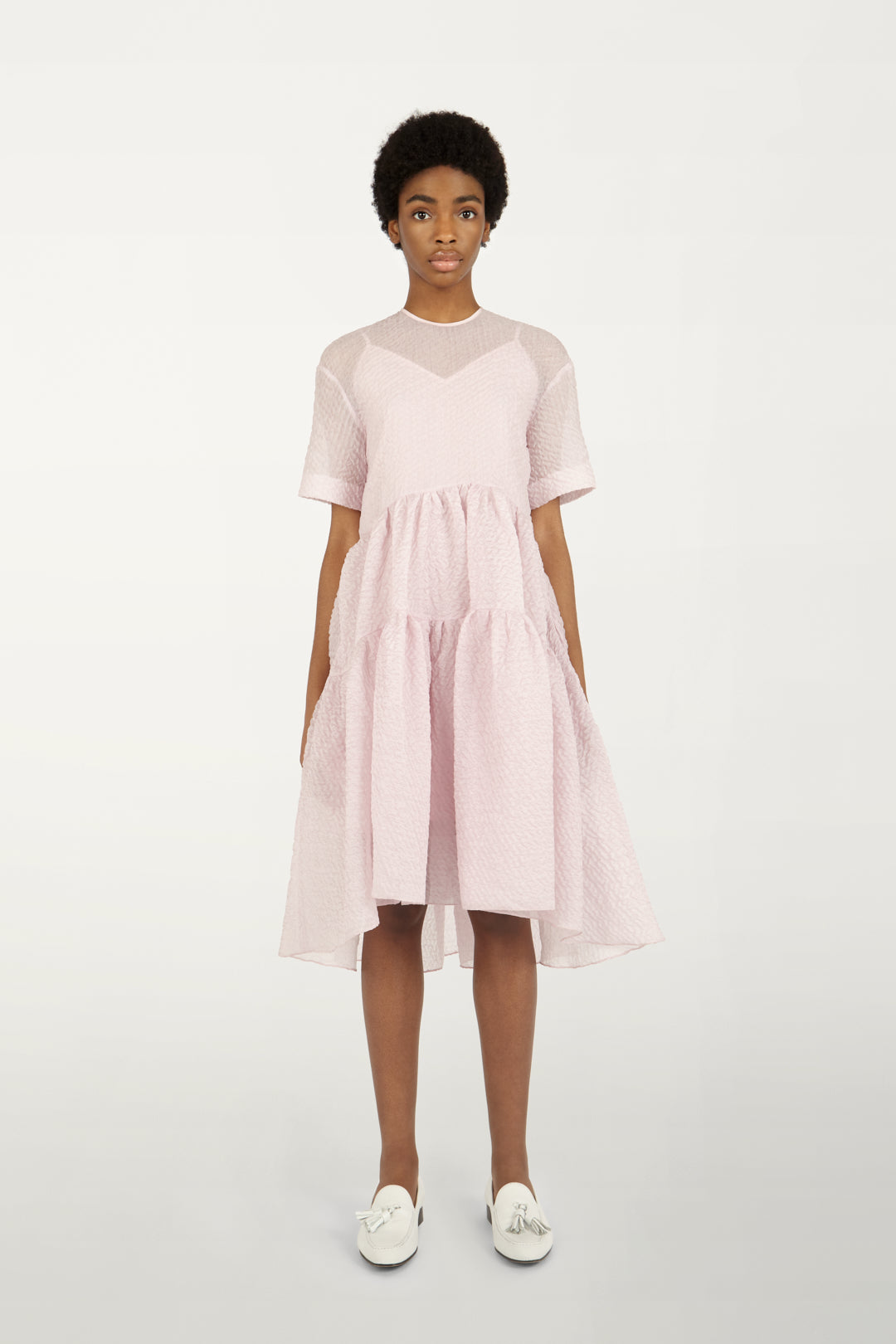 Exaggerated Cocoon Dress in Lilac Pink