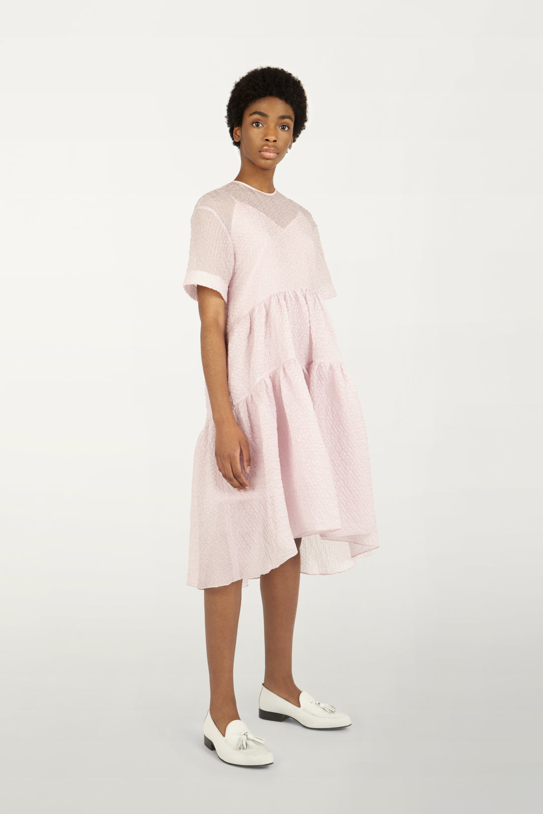 Exaggerated Cocoon Dress in Lilac Pink