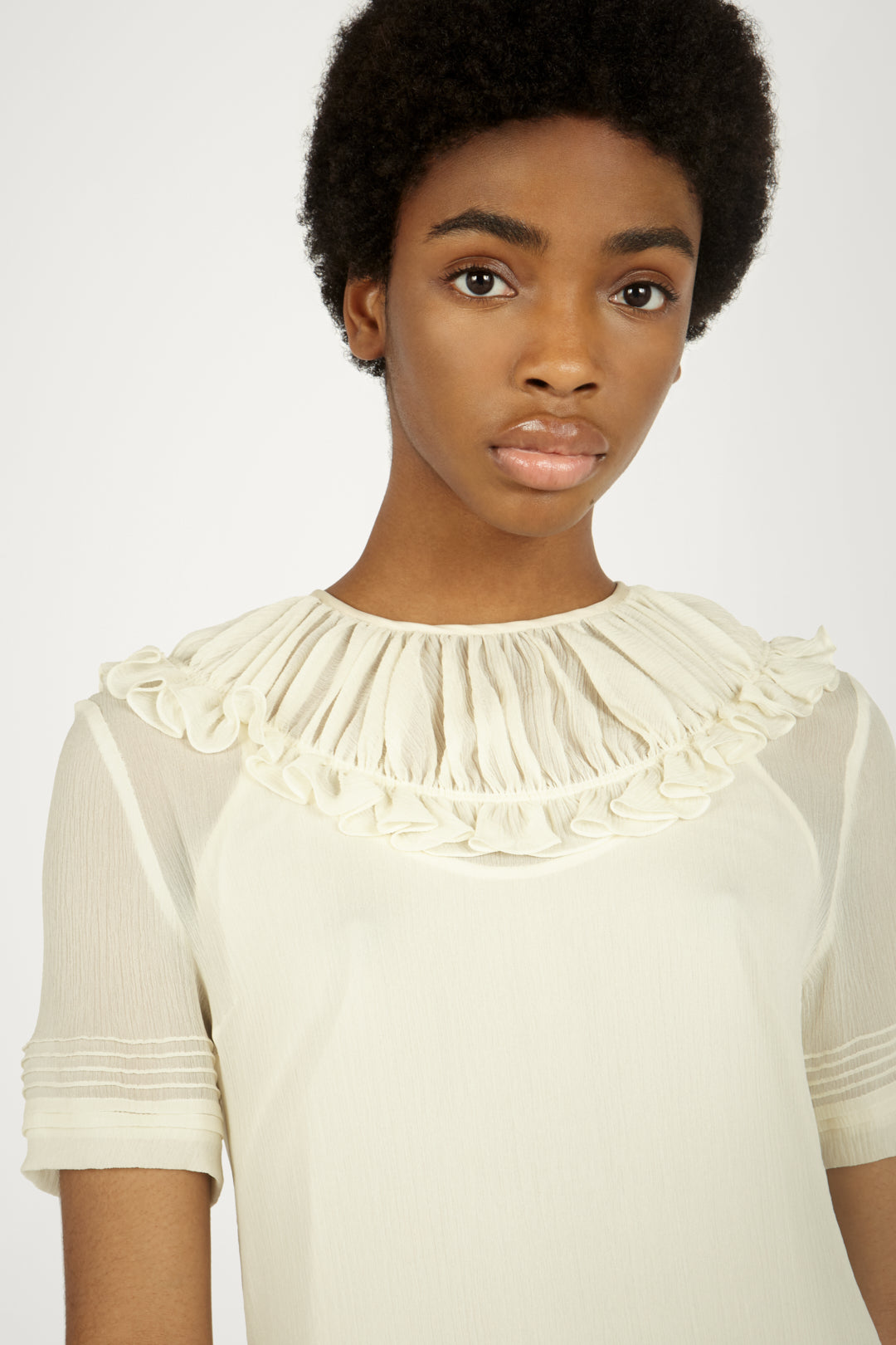 Pin Tuck Detail Dress in Cream