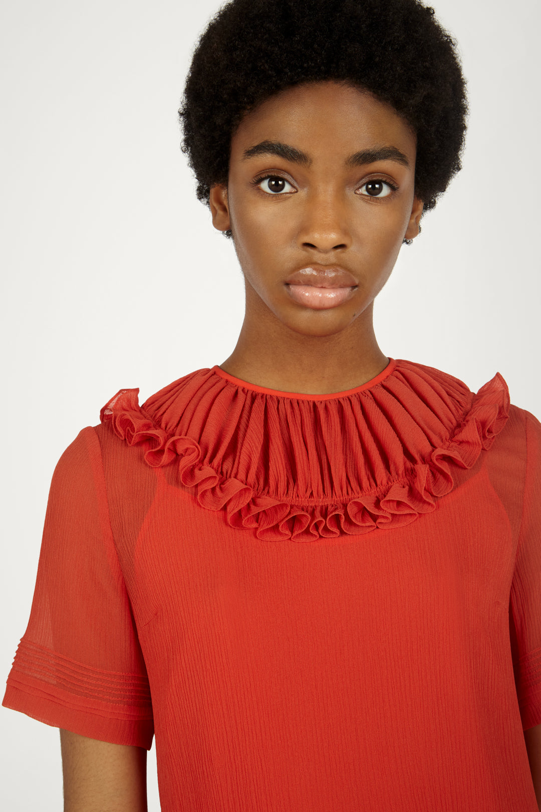 Pin Tuck Detail Dress in Sunset Orange