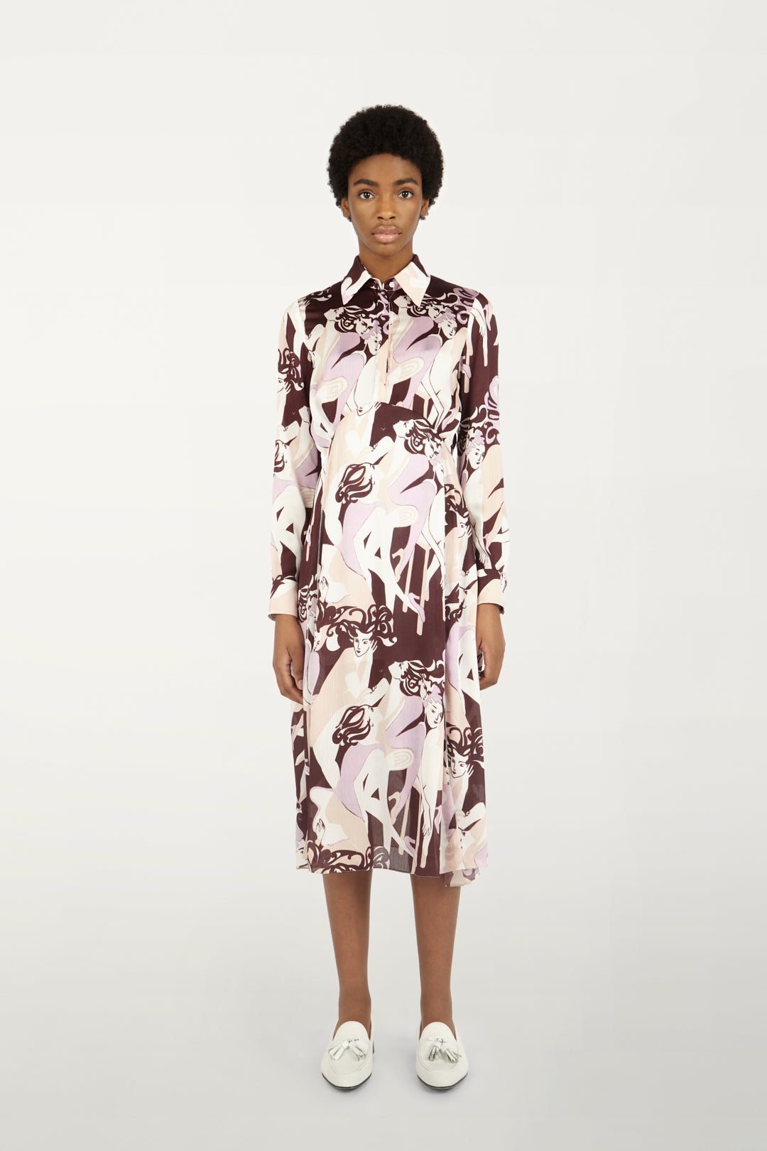 Button-front Midi Dress in Cabaret Multi Print