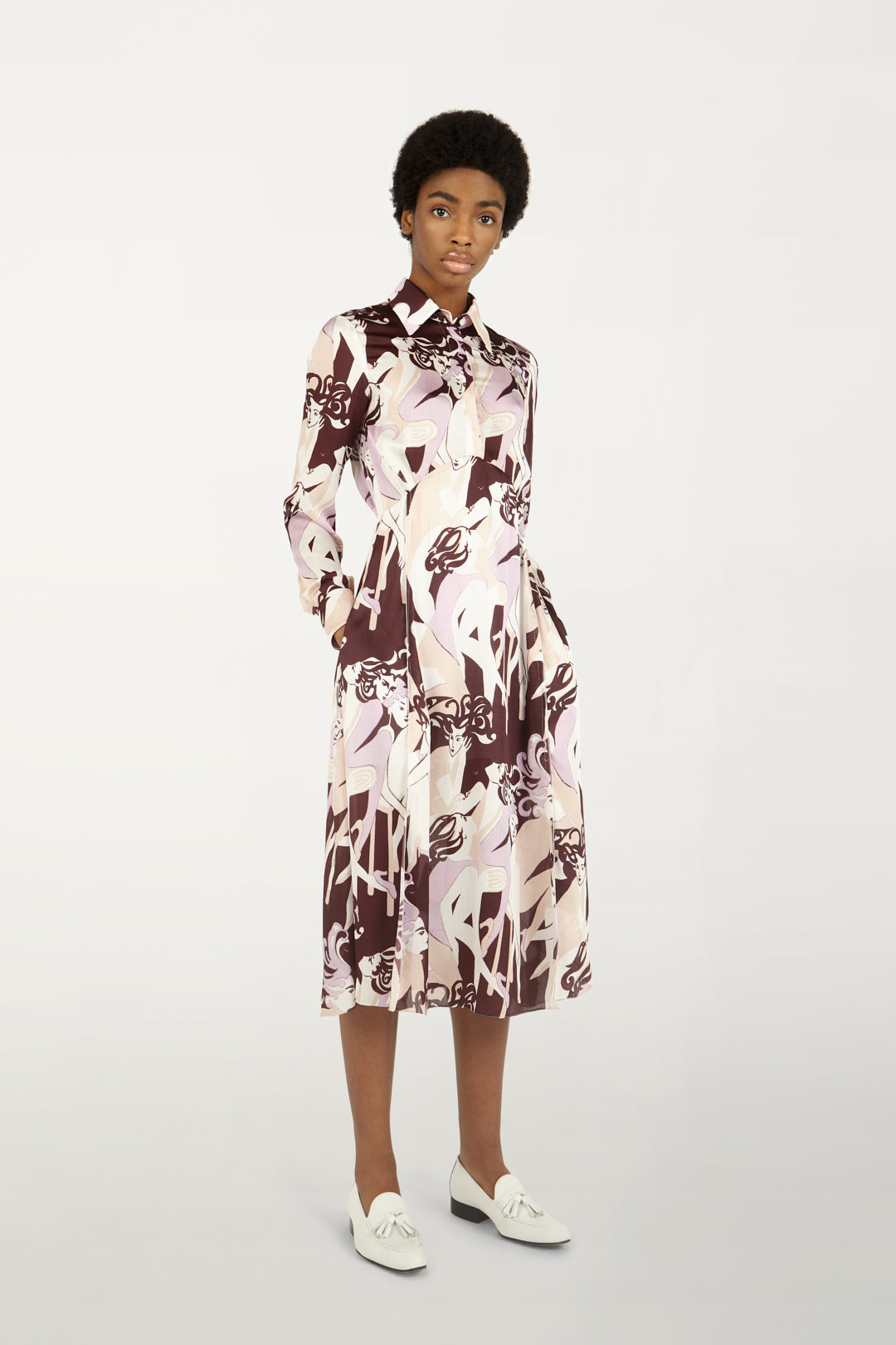 Button-front Midi Dress in Cabaret Multi Print