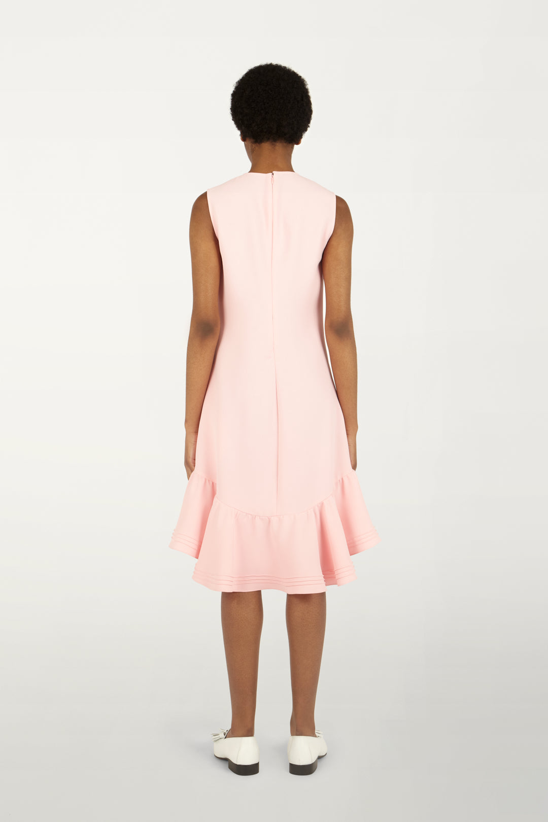 Pin Tuck Flounce Hem Dress in Pink
