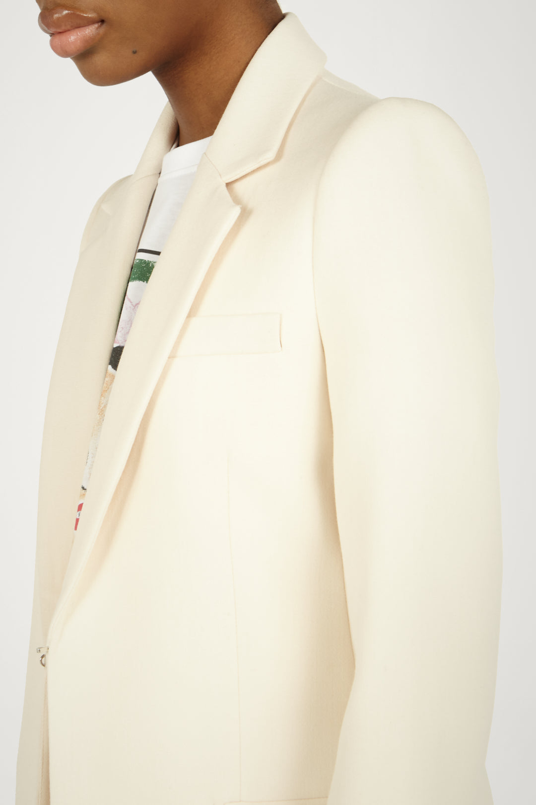 Pagoda Shoulder Tailored Jacket in Cream