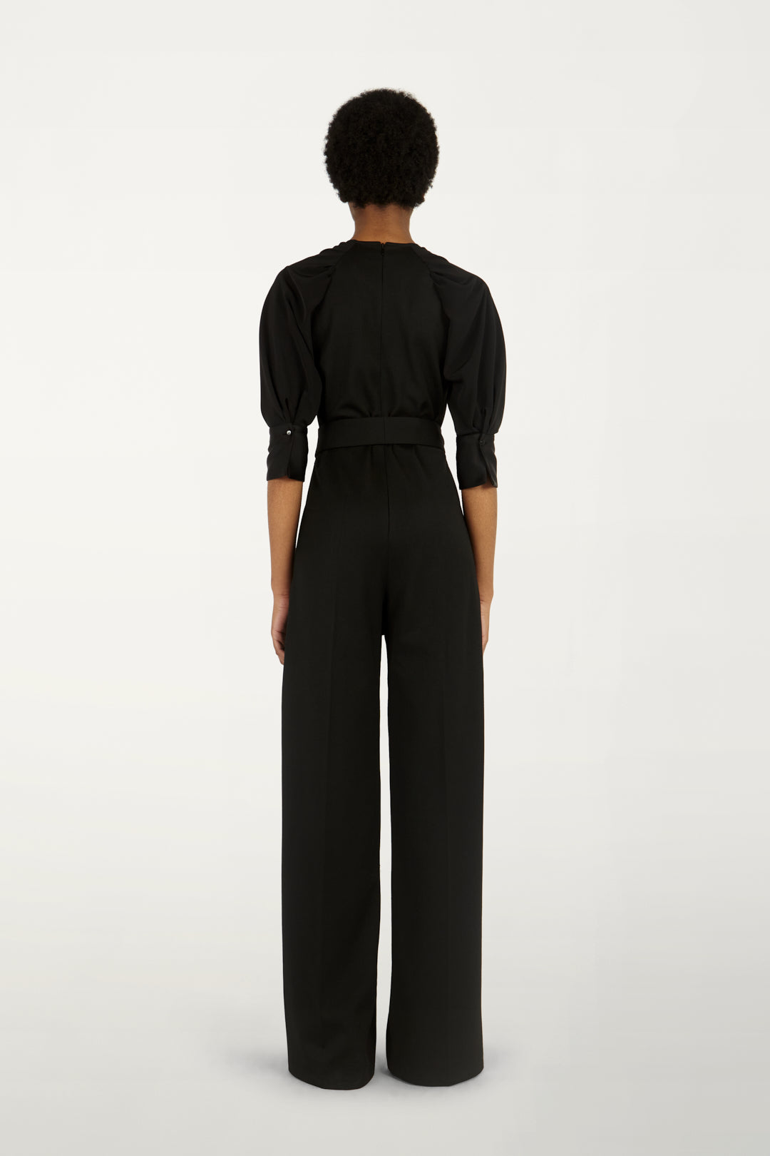 Contrast Sleeve Jumpsuit in Black