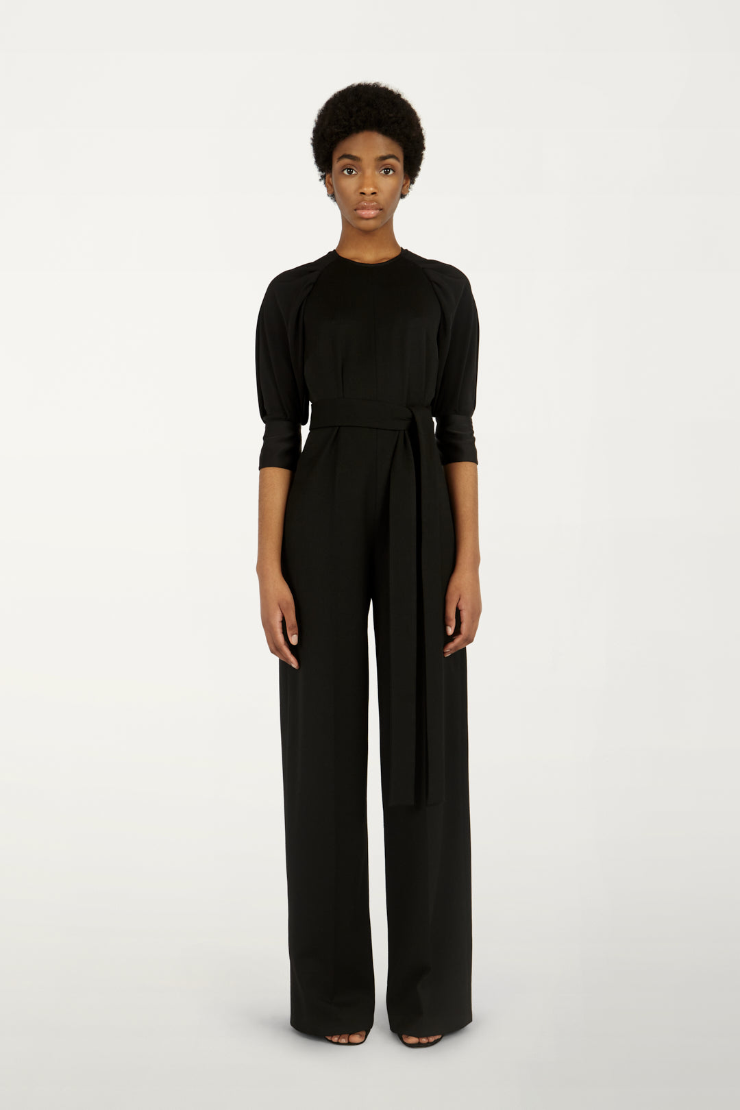 Contrast Sleeve Jumpsuit in Black