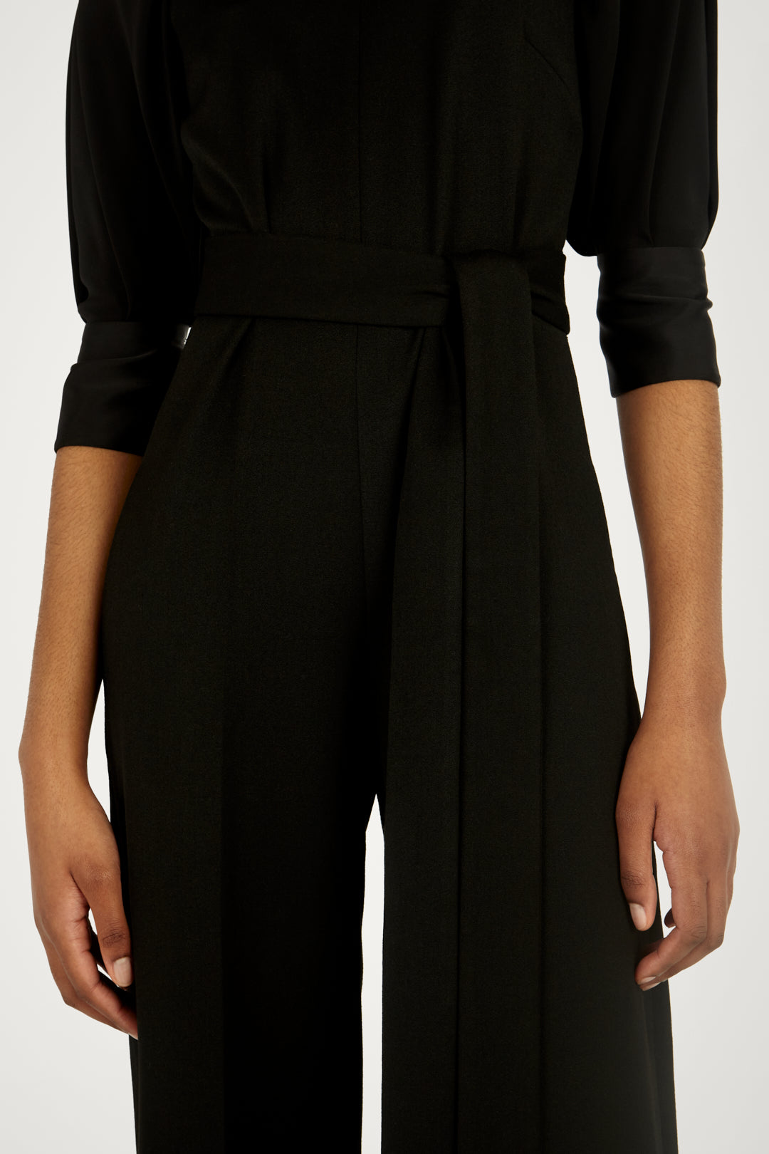 Contrast Sleeve Jumpsuit in Black
