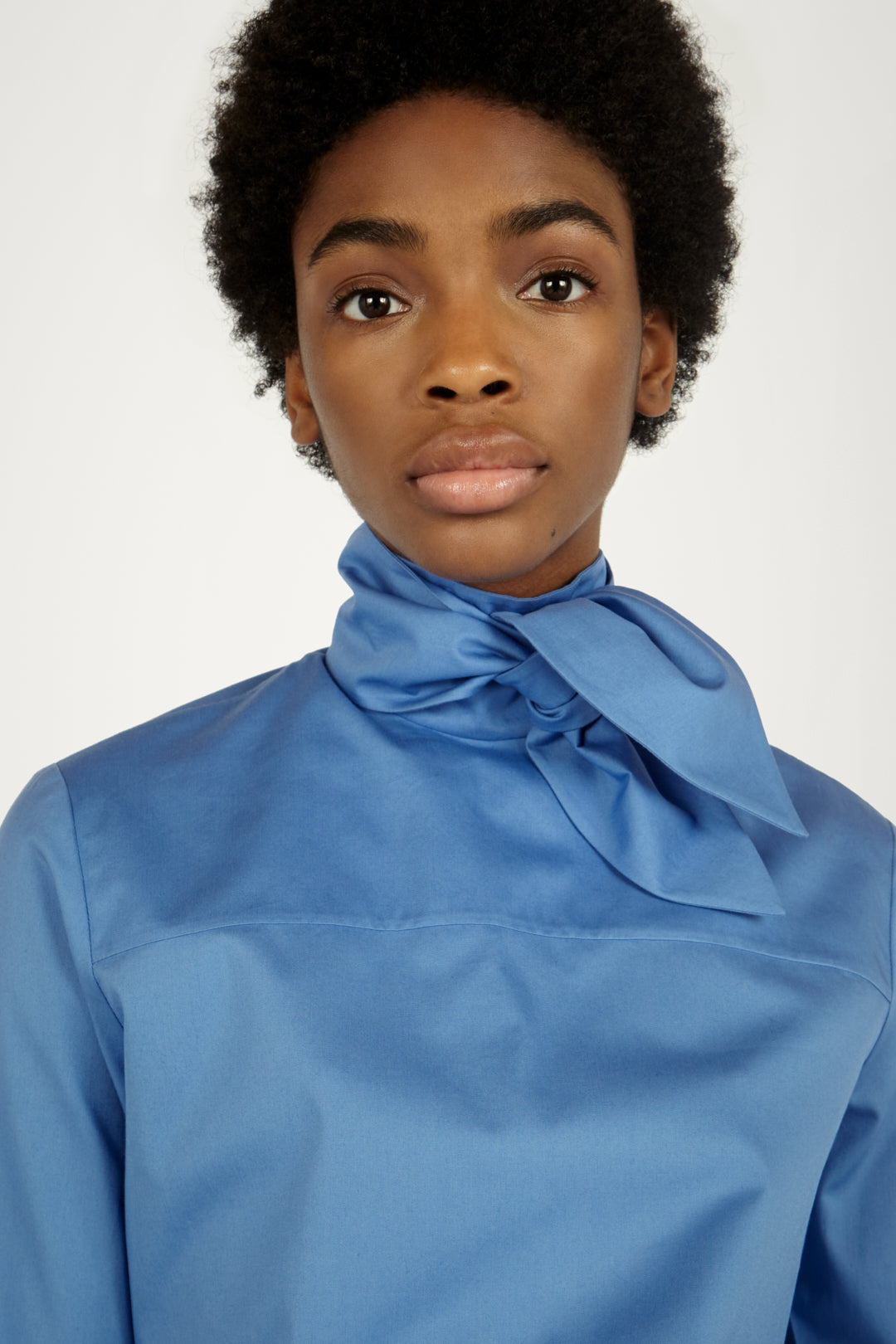Reverse Tie-neck Shirt in Blue