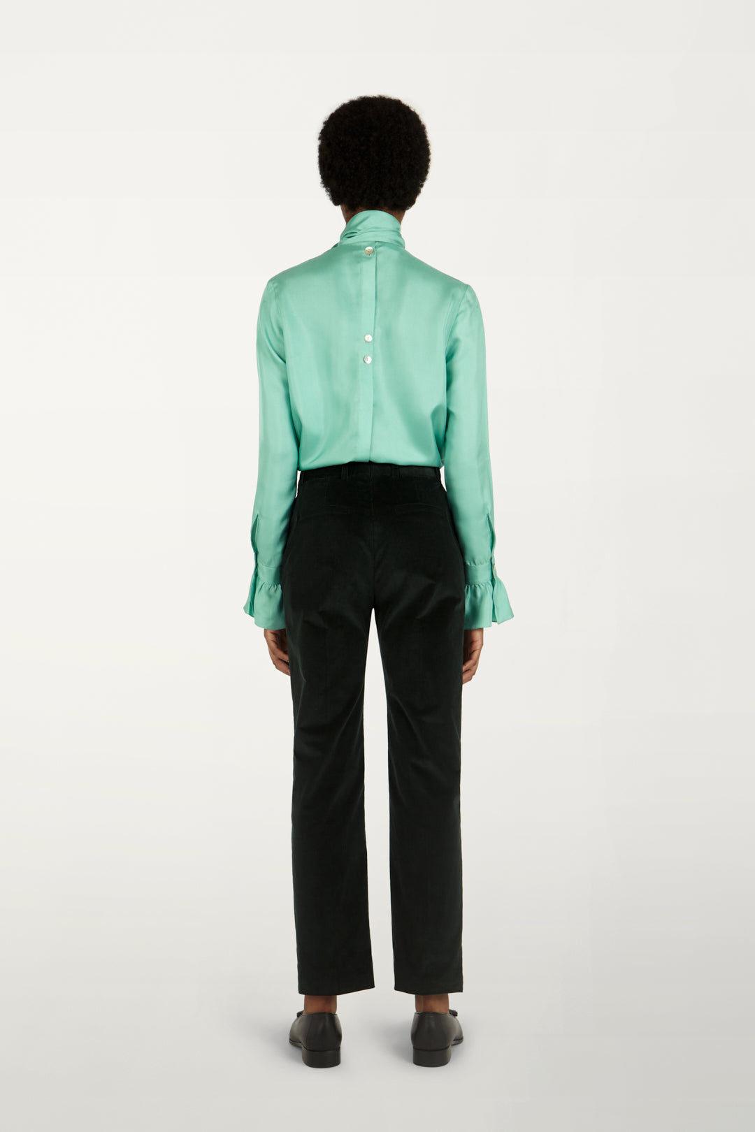 Reverse Tie-neck Shirt in Green