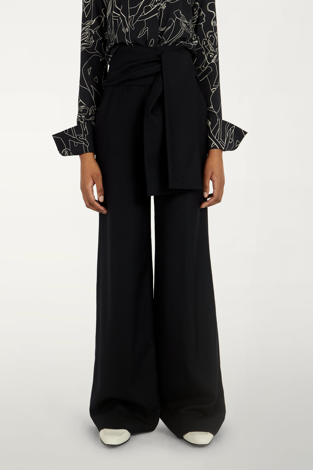 Tie-waist Trousers in Midnight Blue