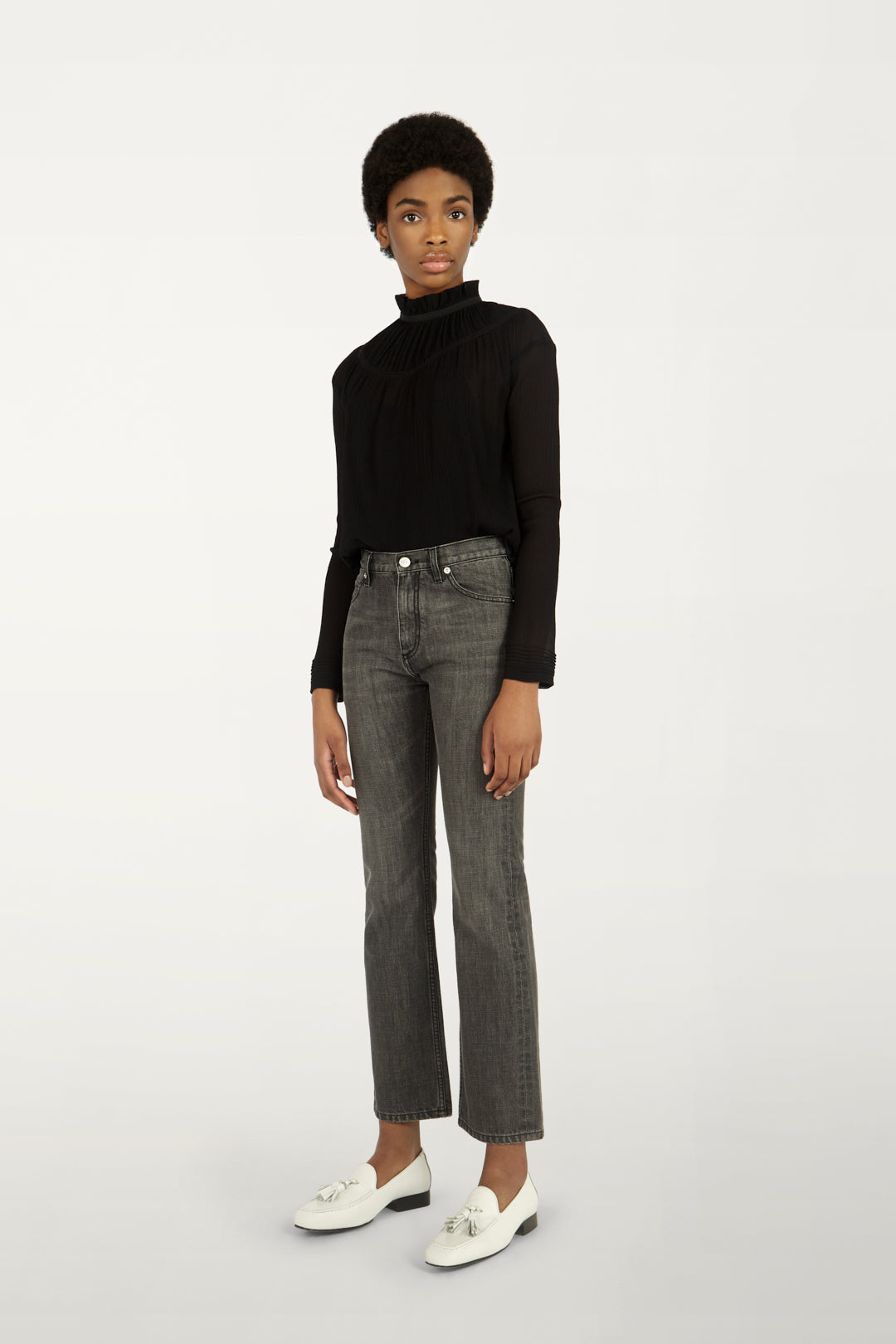 Pin Tuck Detail Top in Black
