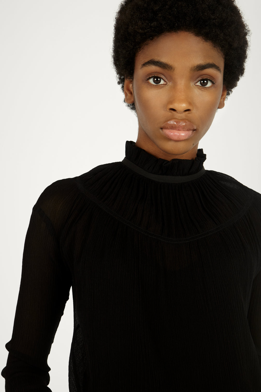 Pin Tuck Detail Top in Black
