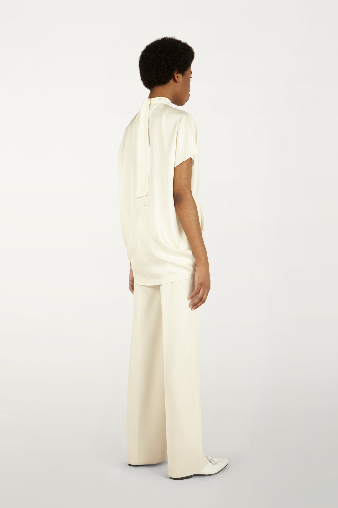Diamond Front Split Top in Cream White