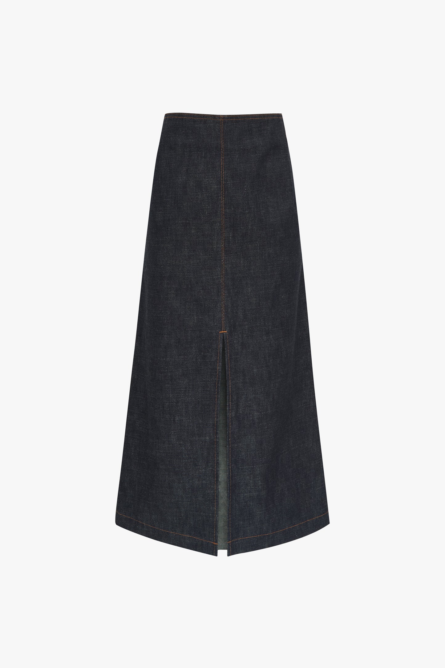 Box Pleat Midi Skirt in Stone Wash Denim