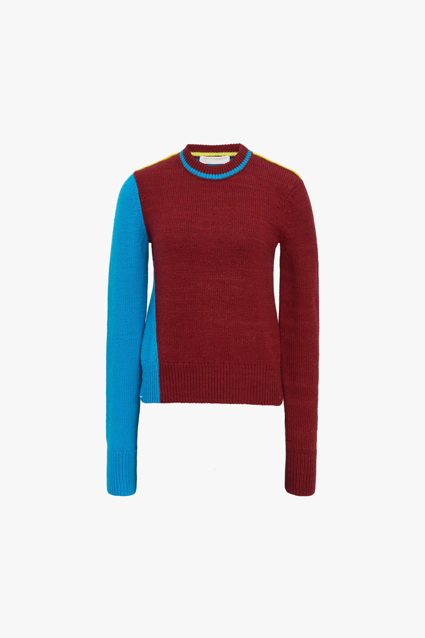 Colour Block Cropped Jumper in Red