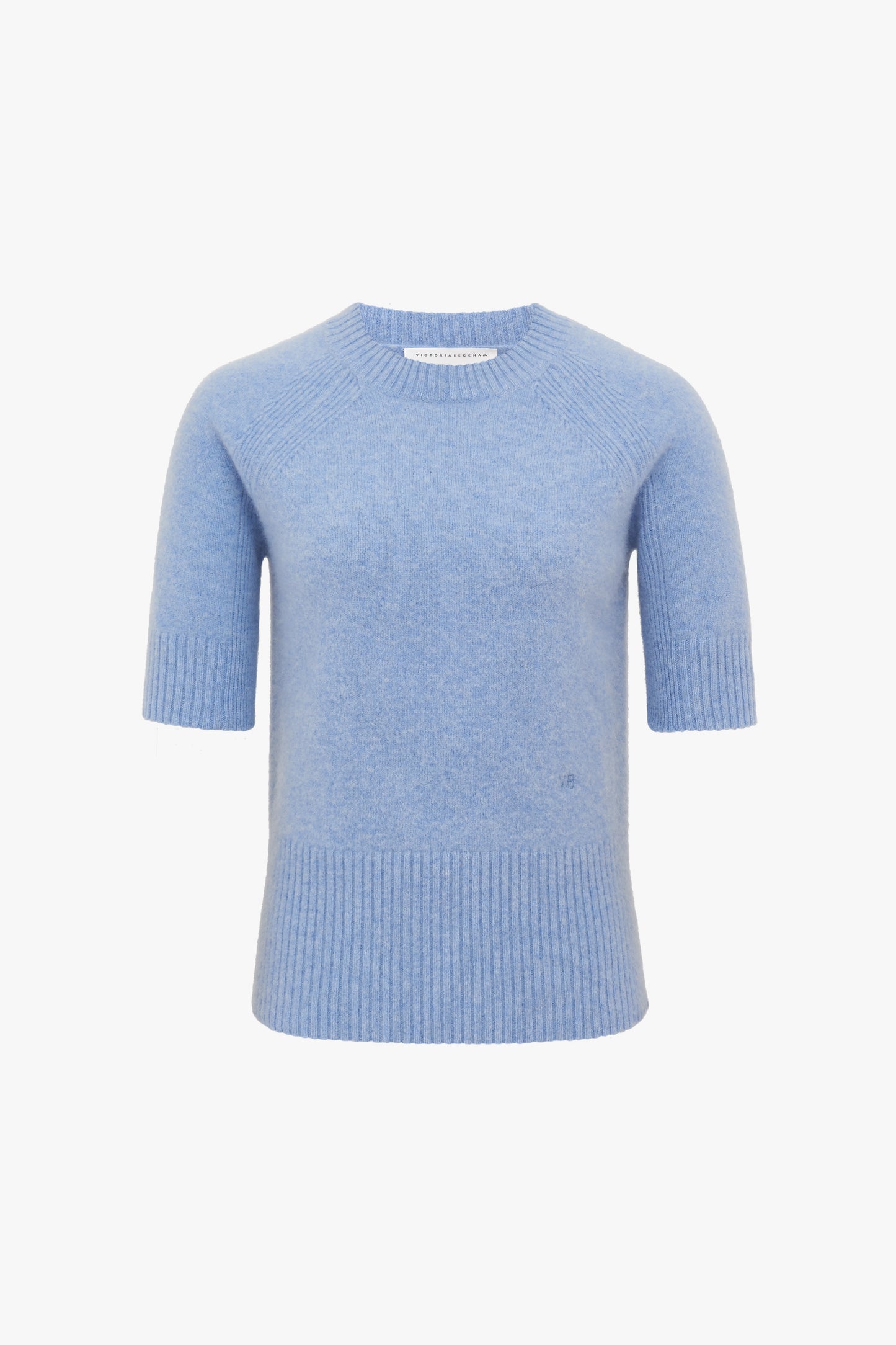 Short Sleeve Raglan Jumper in Blue Melange