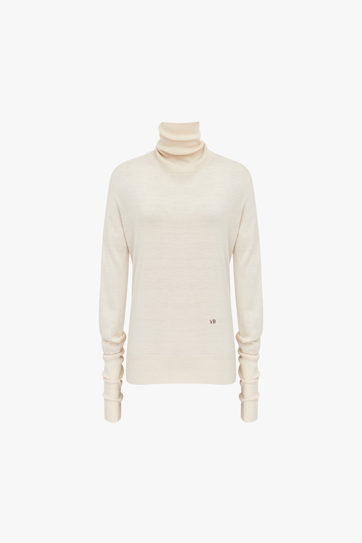 Slim Fit Polo Neck Jumper in Off-White