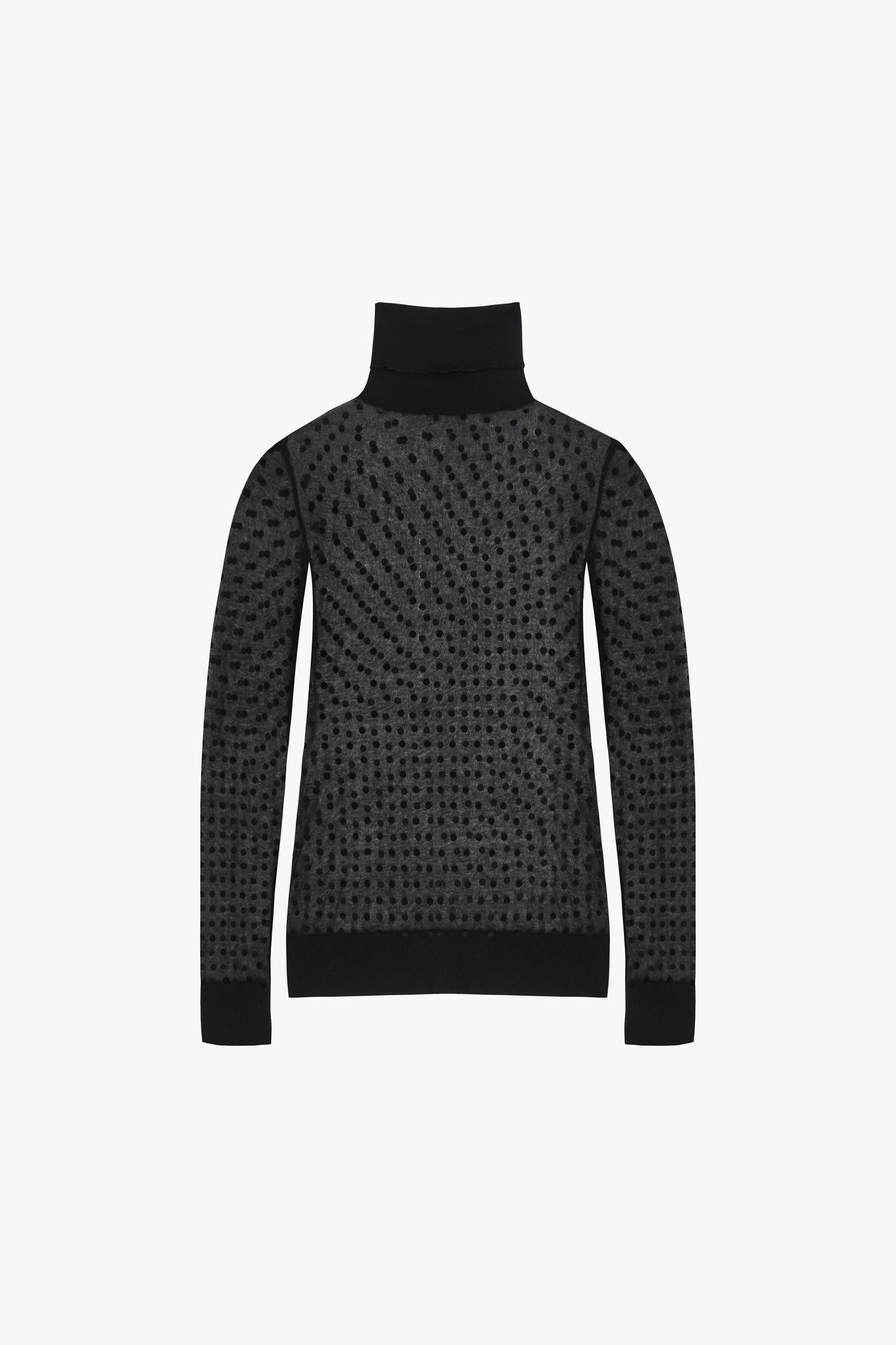 Sheer Polo Neck Top in Black