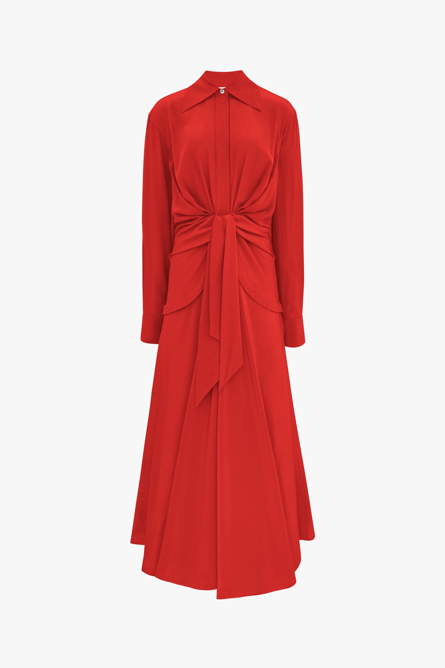 Tie Waist Shirt Dress in Candy Red