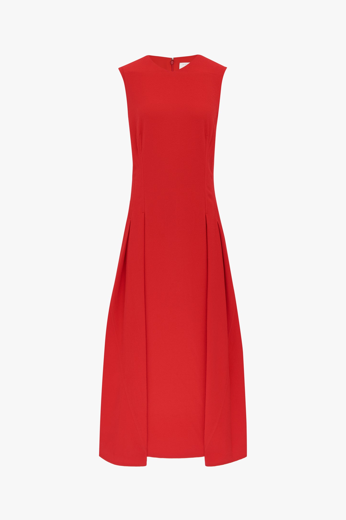 Pleated Flare Midi Dress in Candy Red
