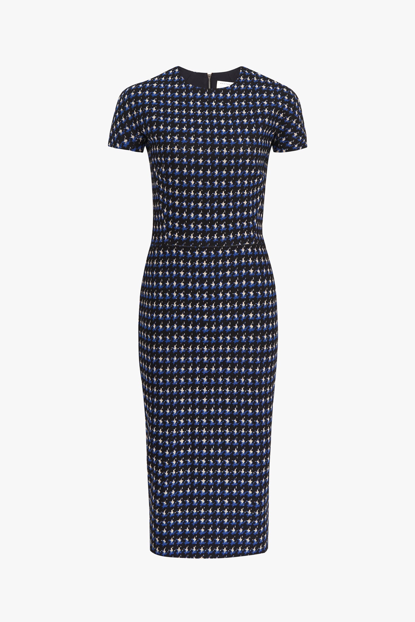 T-Shirt Fitted Dress in Navy Houndstooth