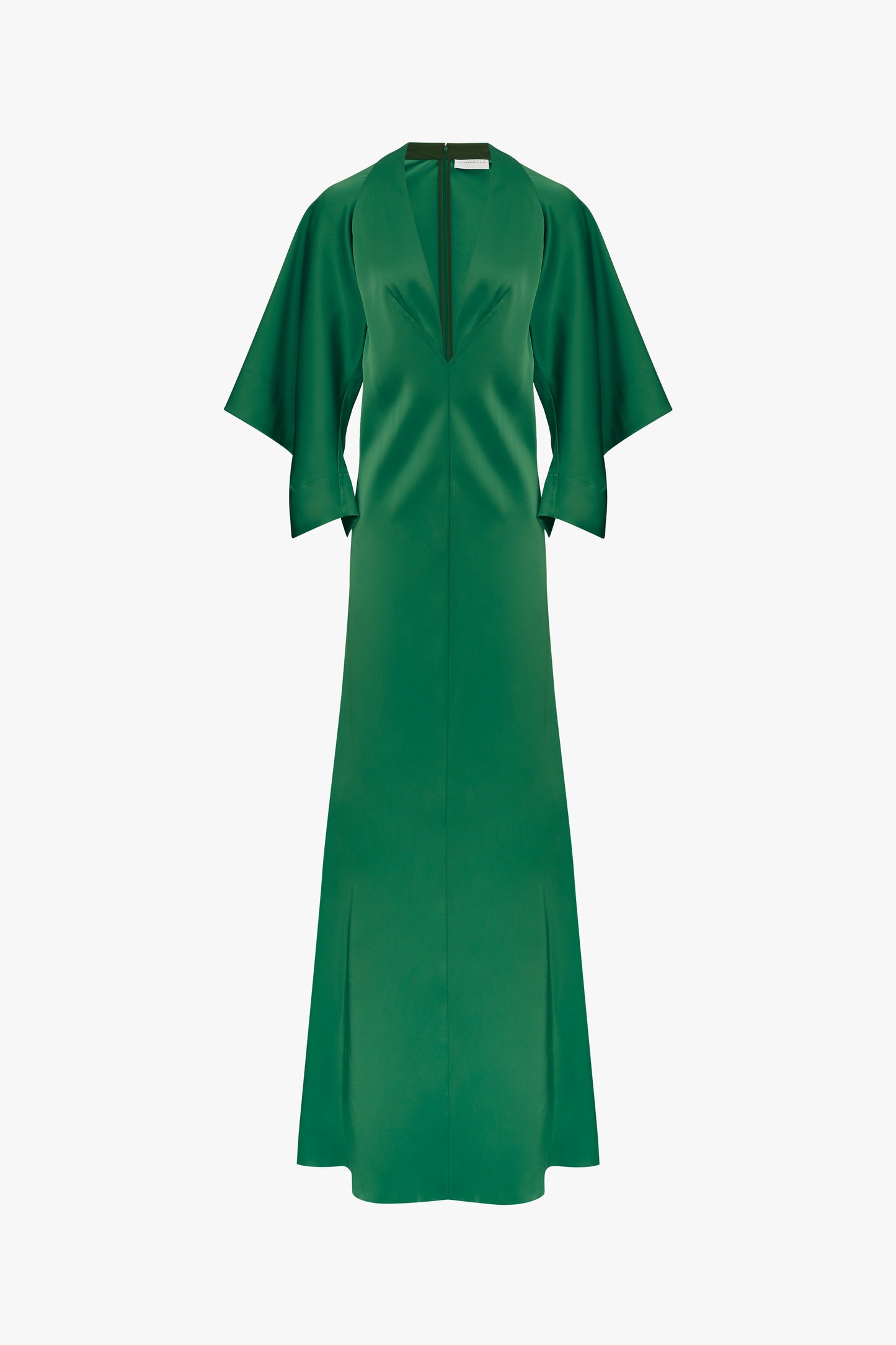 Draped Sleeve Evening Dress in Emerald