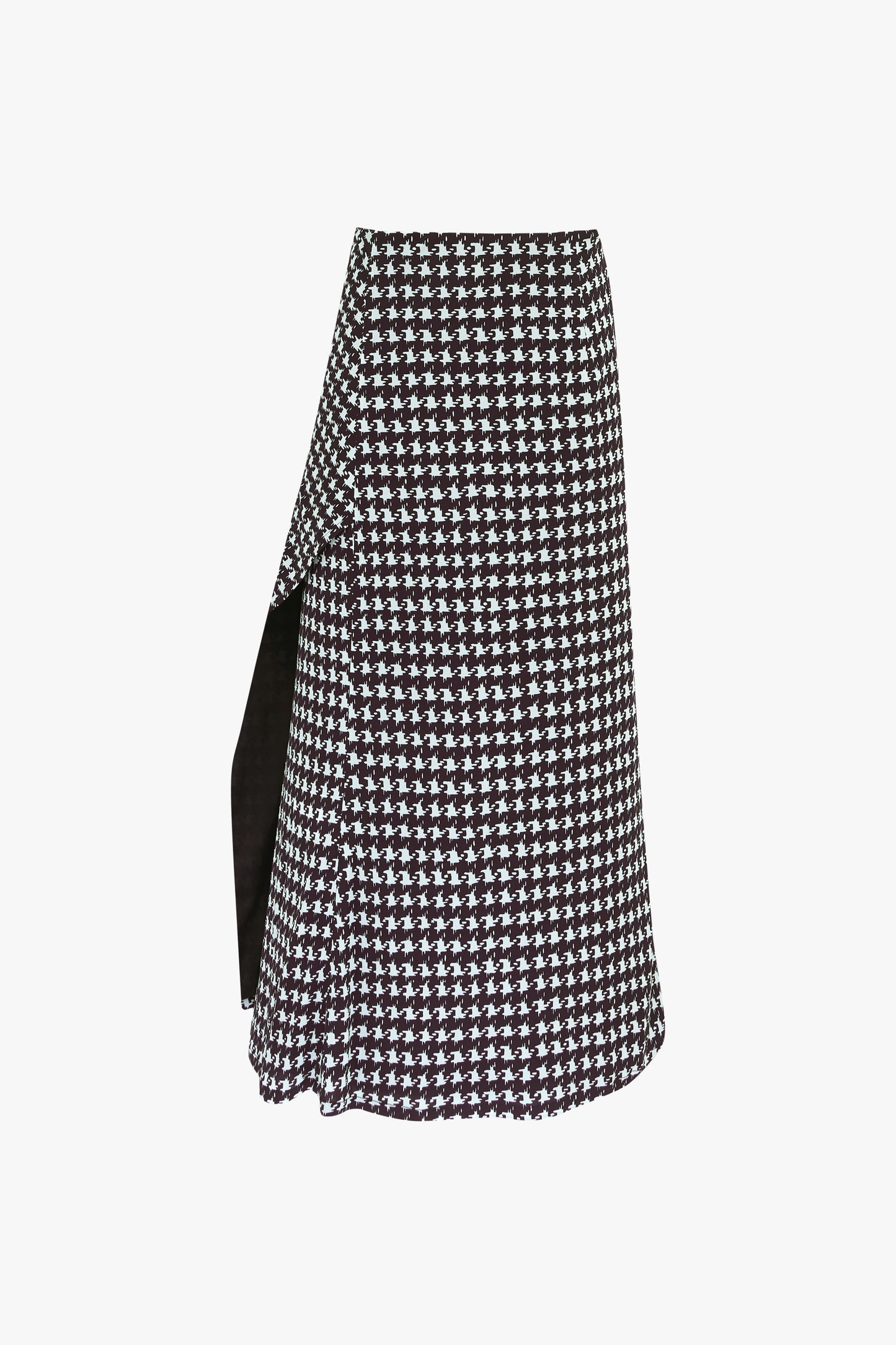 Draped Midi Skirt in Houndstooth