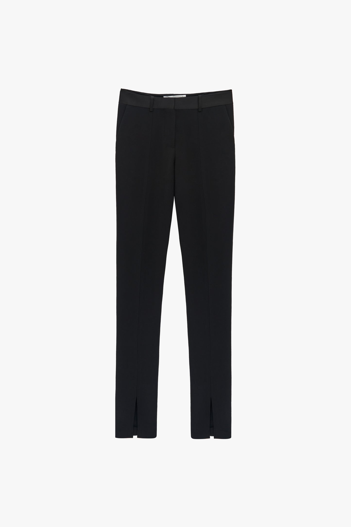 Front Split Tuxedo Trousers in Black