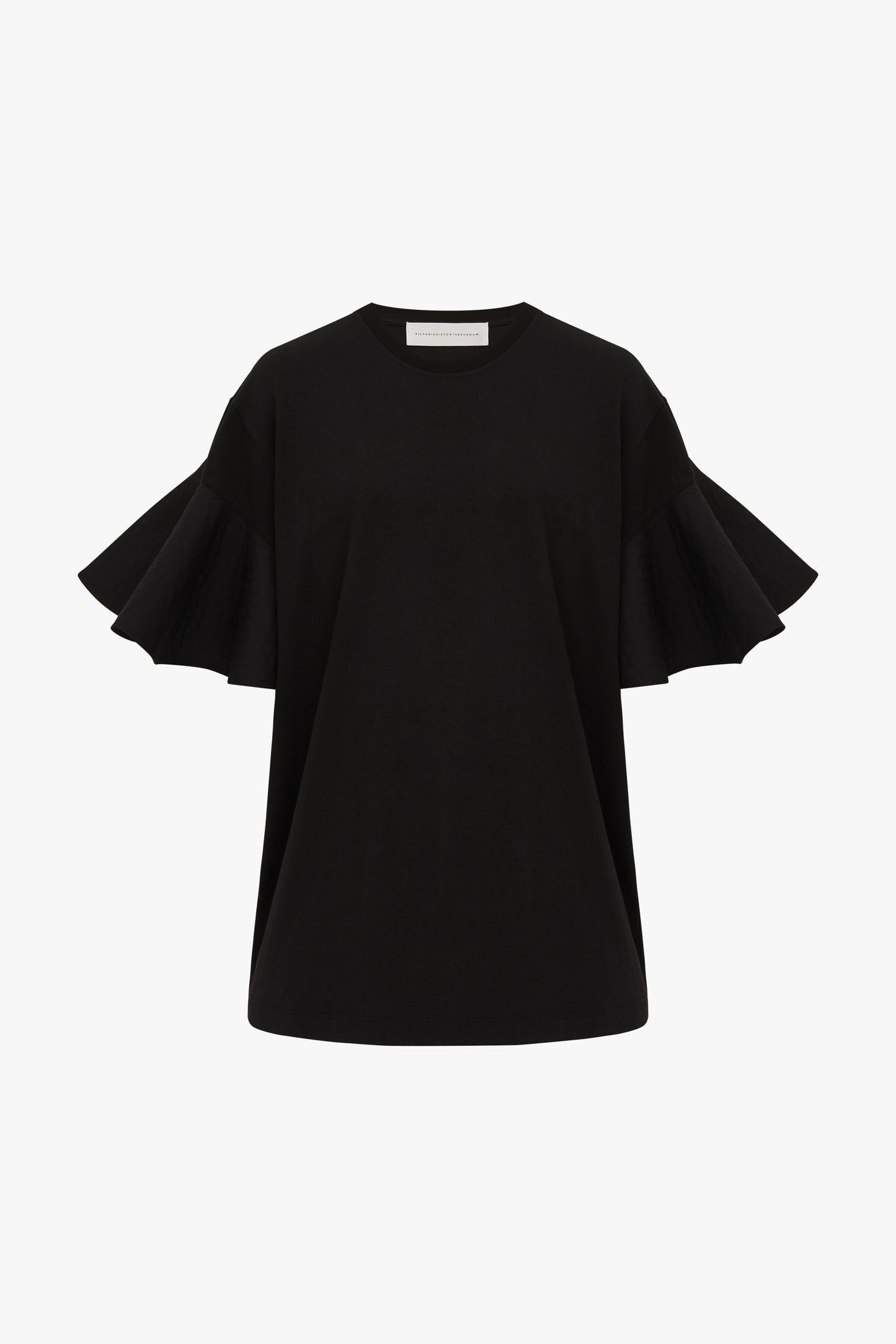 Ruffle Sleeve T-Shirt in Black