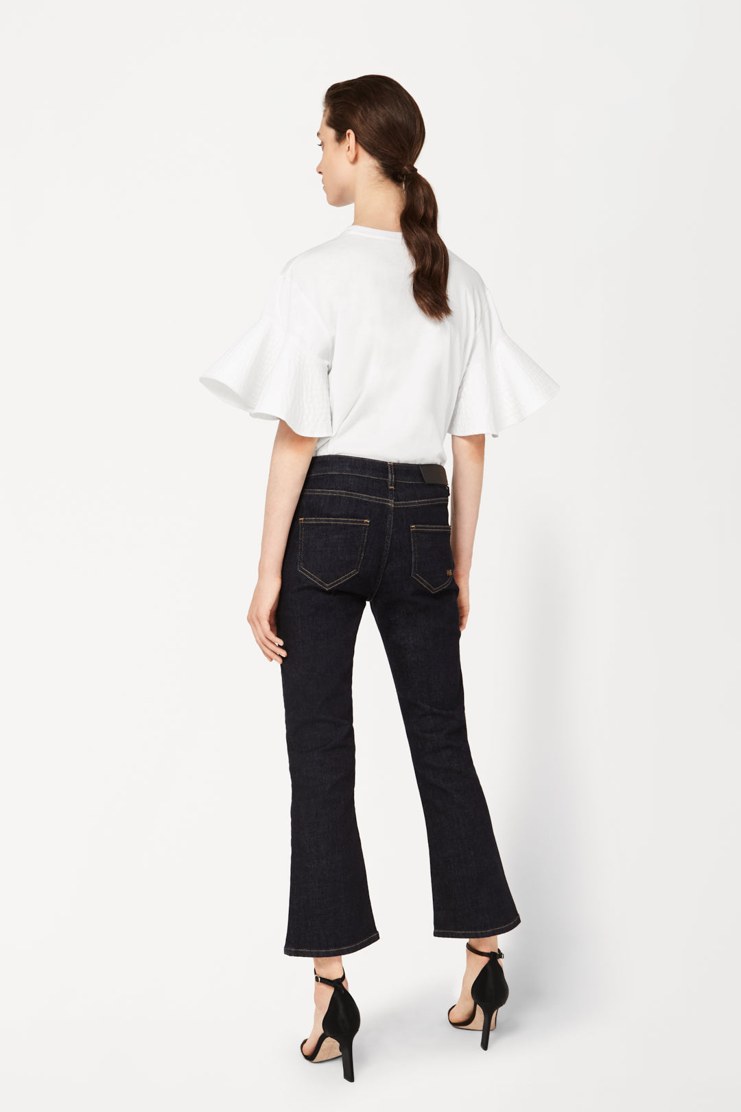 Ruffle Sleeve T-Shirt in White