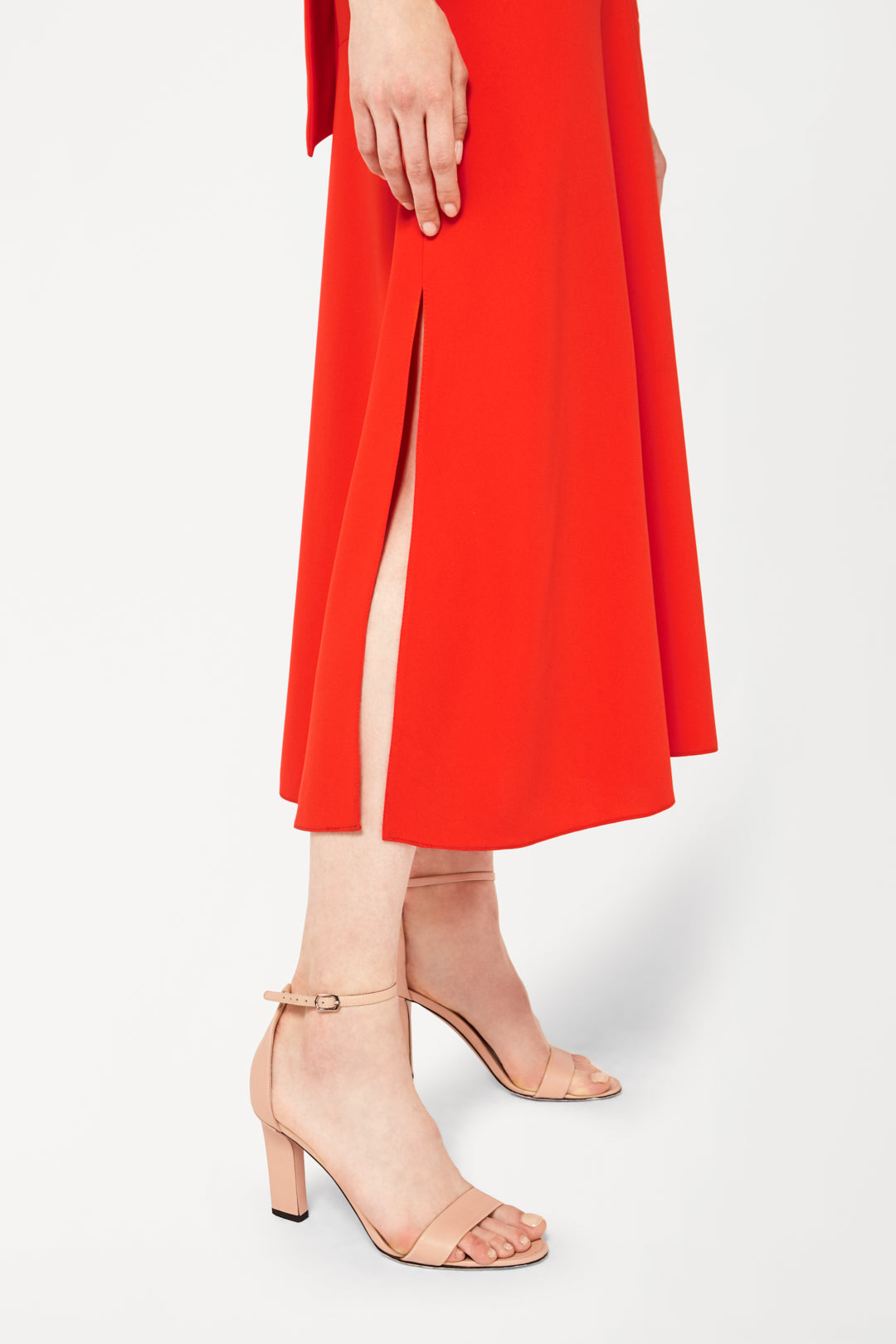 Tie-Neck Dress in Flame Red