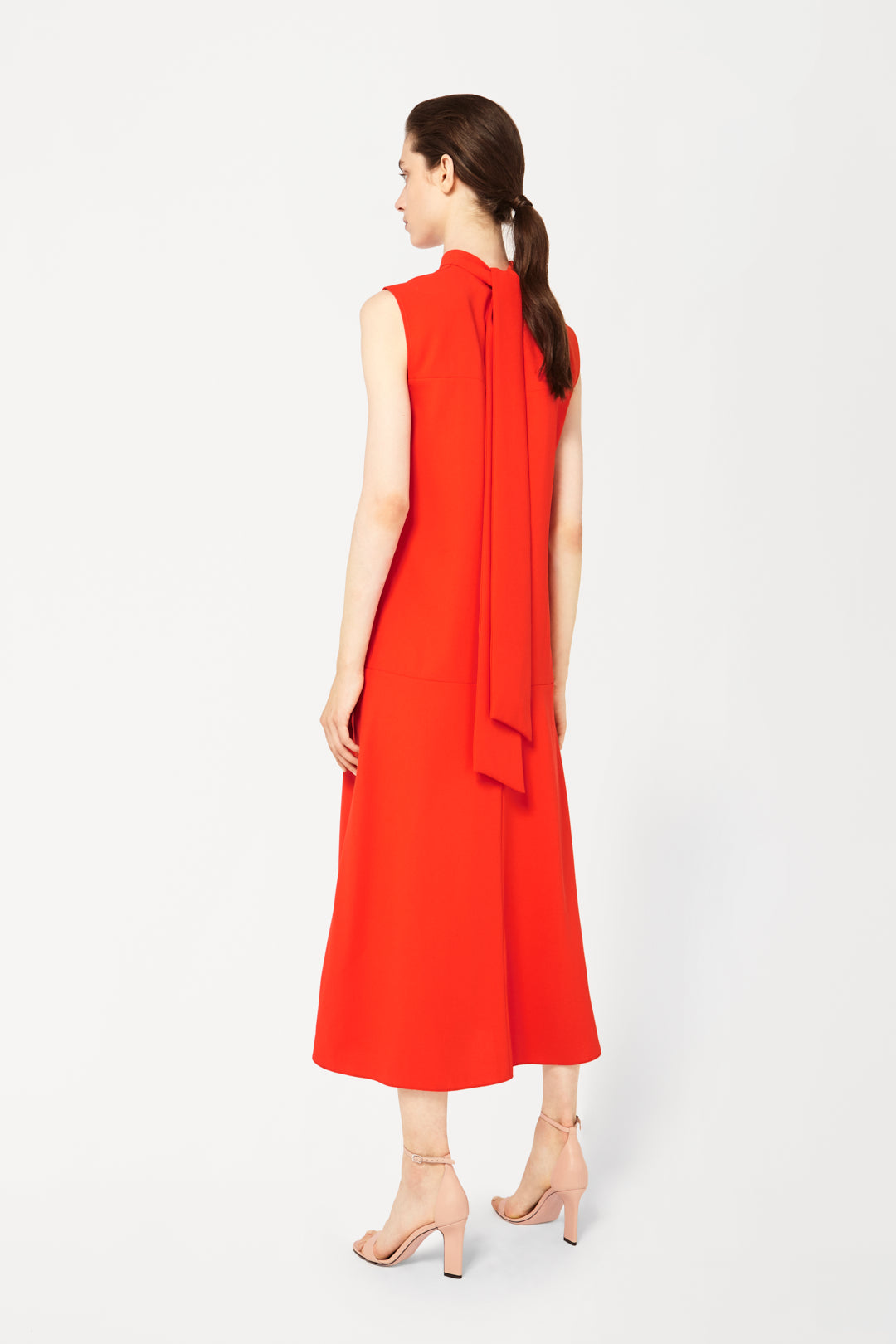 Tie-Neck Dress in Flame Red