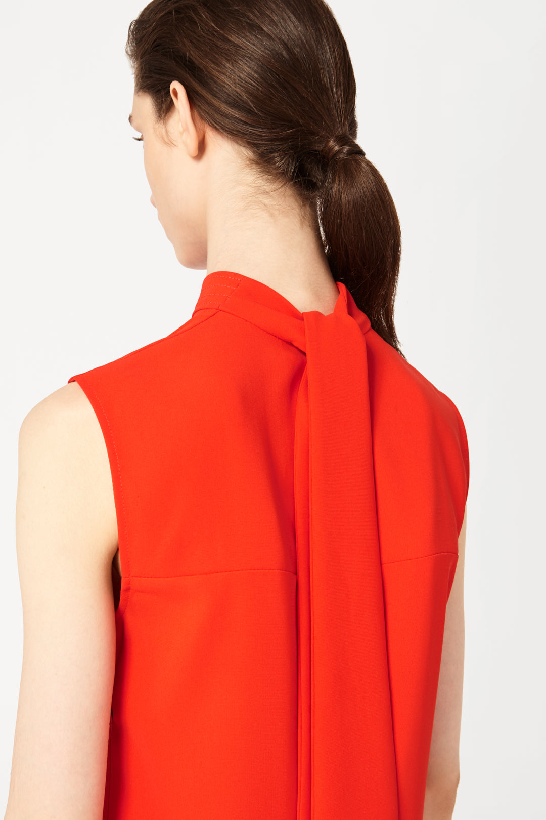 Tie-Neck Dress in Flame Red