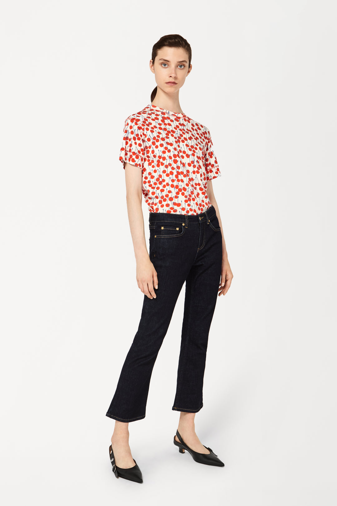 Cherry Print T-Shirt in White