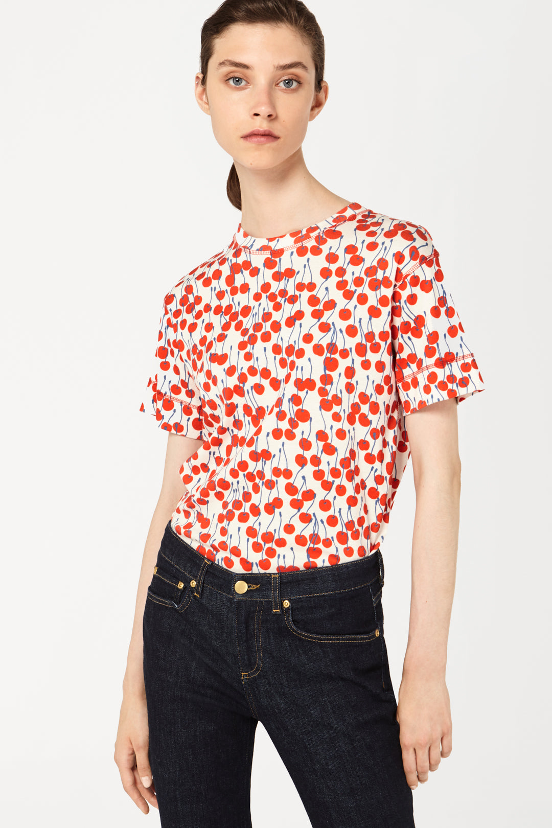 Cherry Print T-Shirt in White