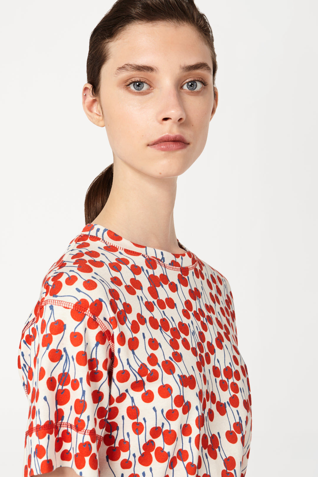 Cherry Print T-Shirt in White