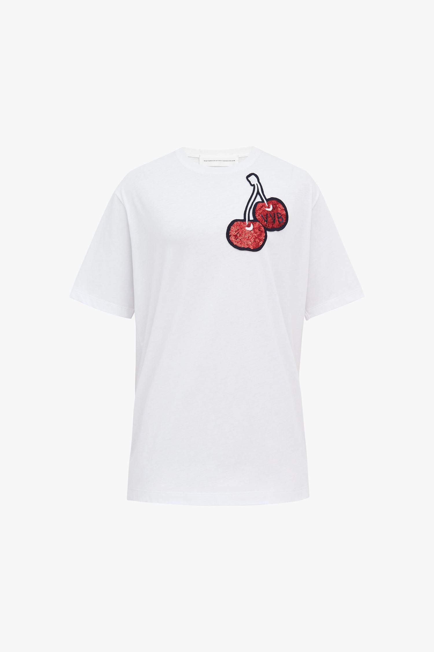 Cherry Embroidered T-Shirt in White