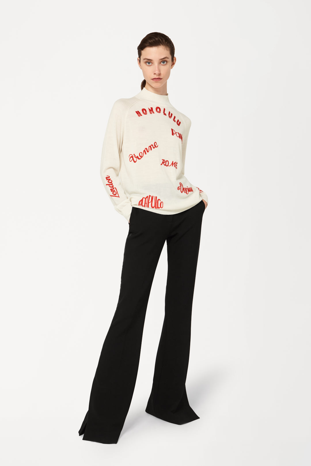 City Embroidered Jumper In Red