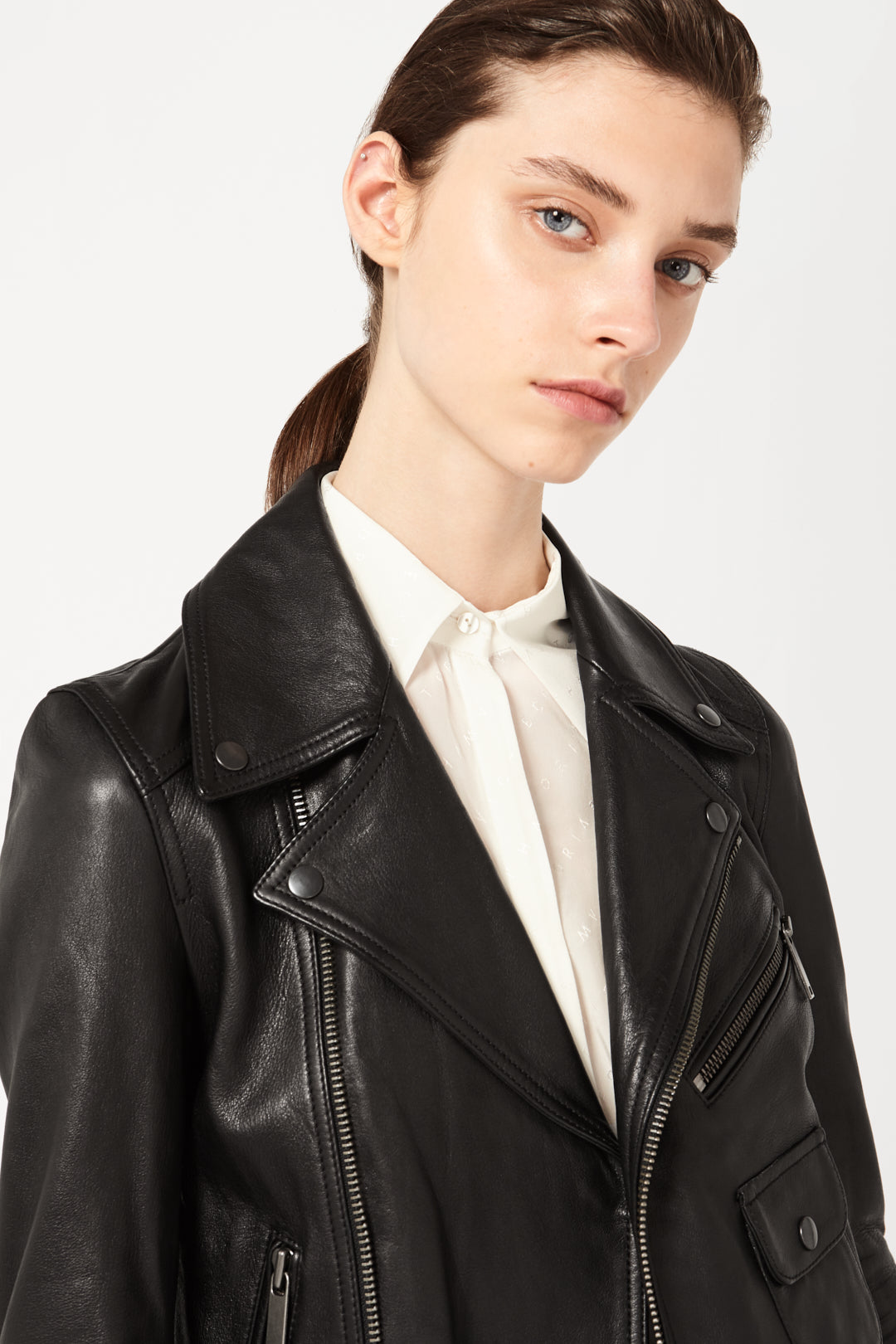 Leather Biker Jacket in Black