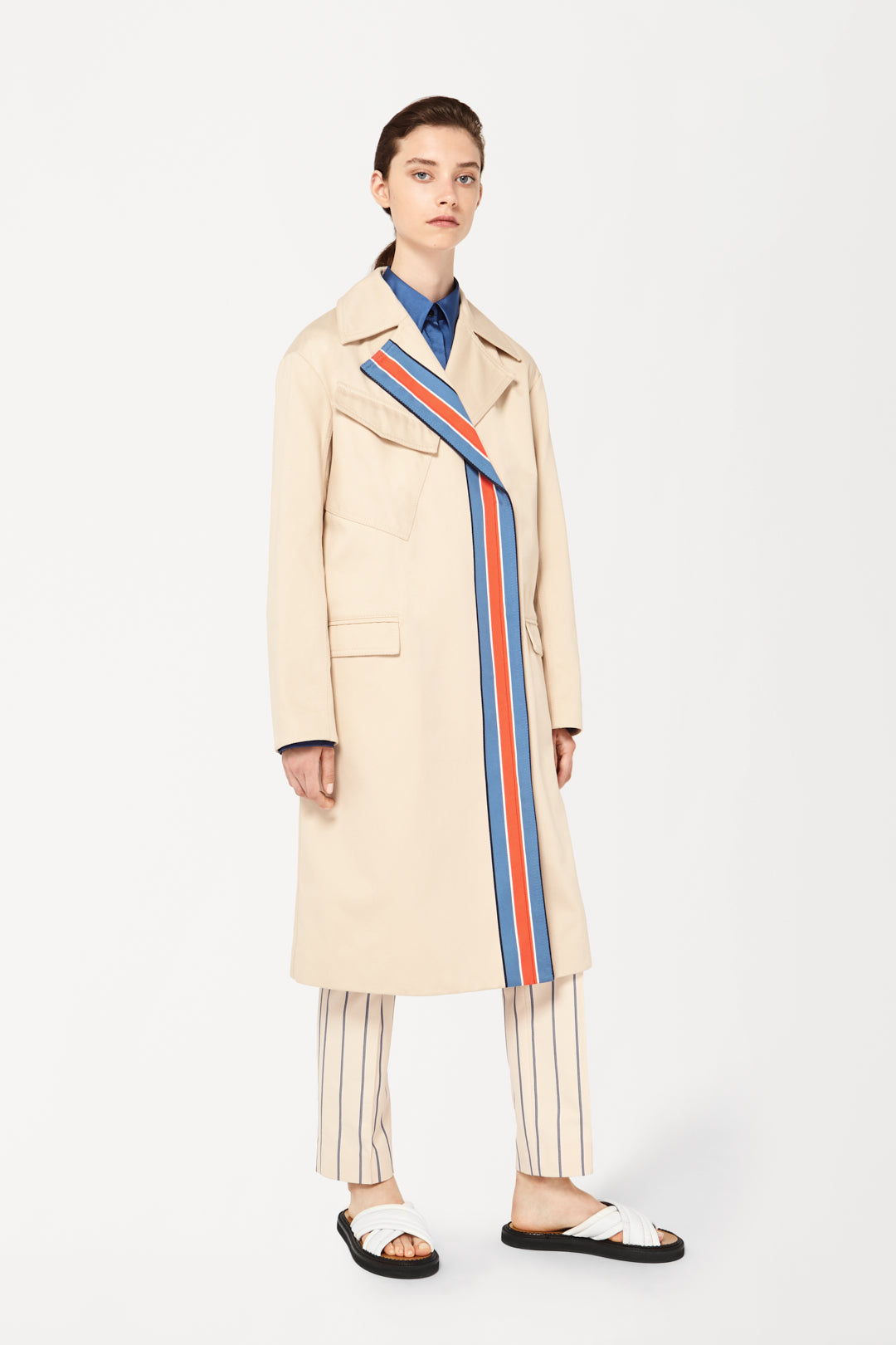 Stripe Panel Trench Coat