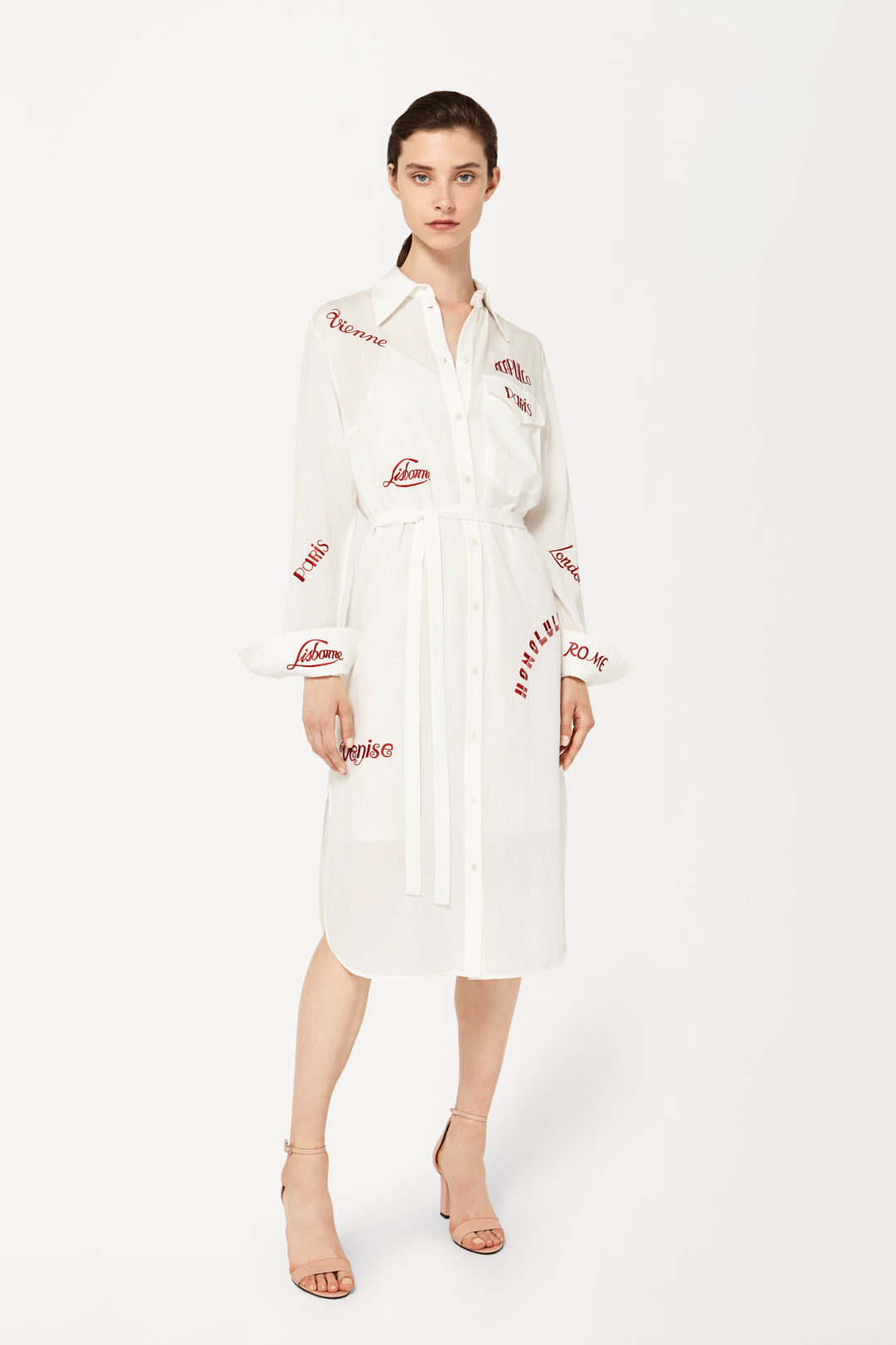 City Embroidered Shirt Dress in White