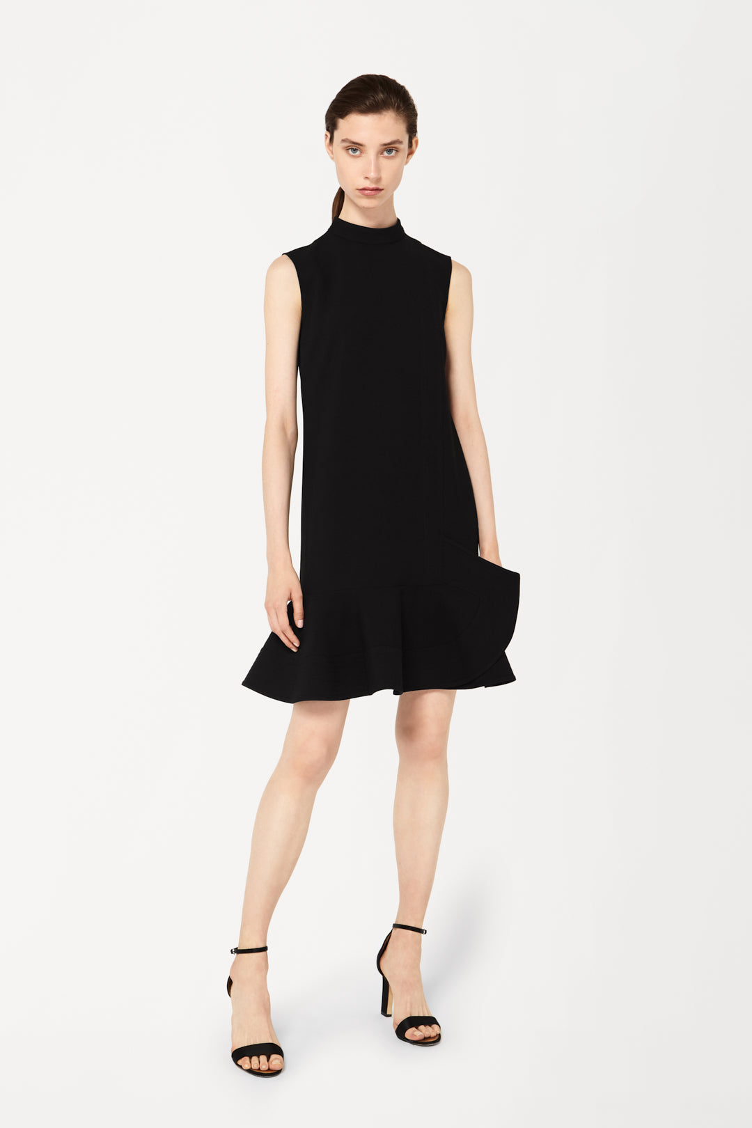 Peplum Hem Mini Dress in Black