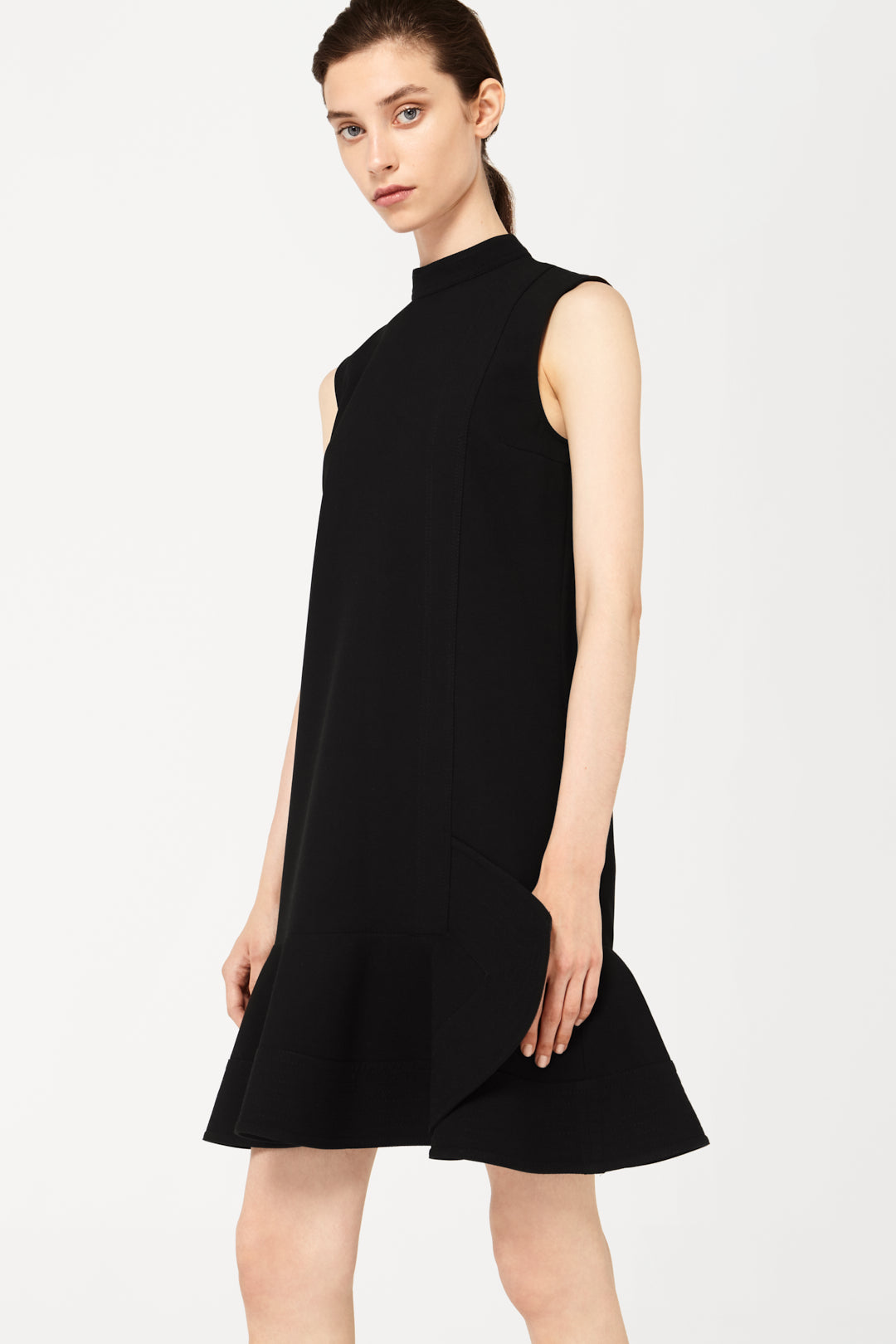 Peplum Hem Mini Dress in Black