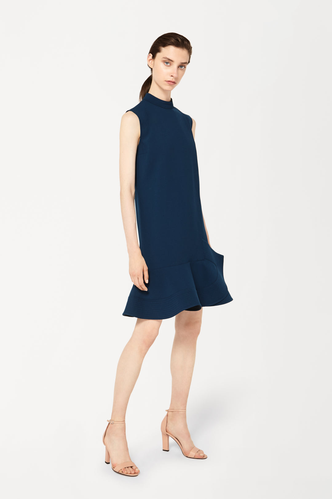 Peplum Hem Mini Dress in Petrol Blue