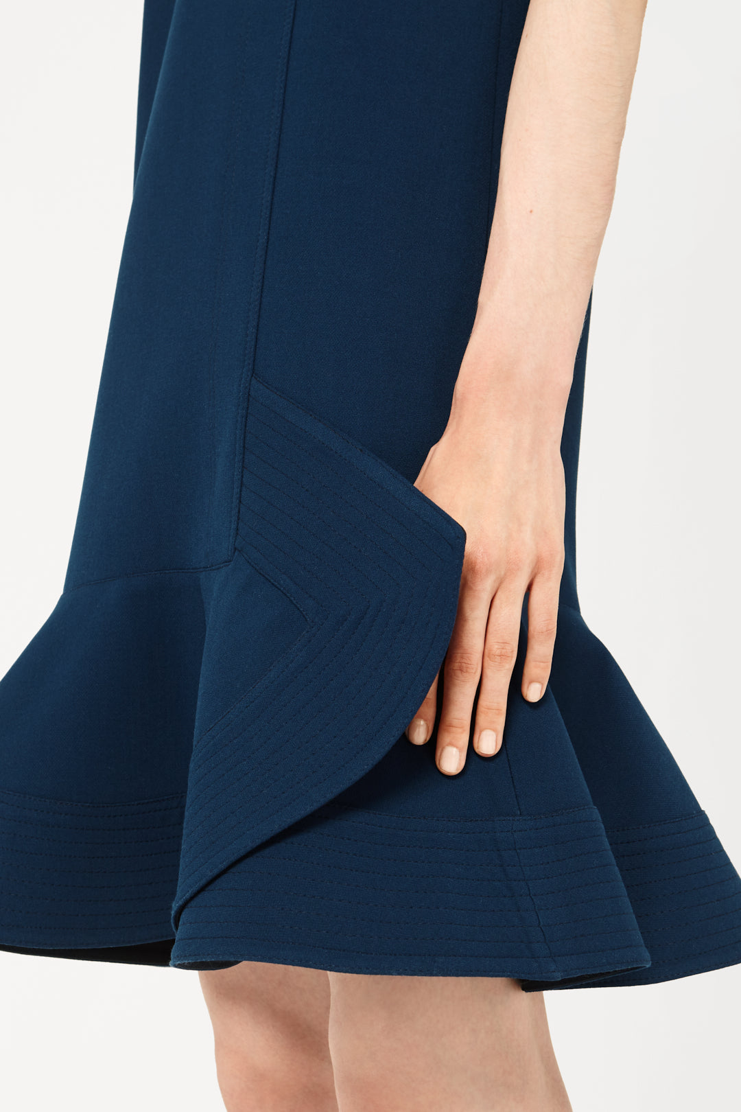 Peplum Hem Mini Dress in Petrol Blue