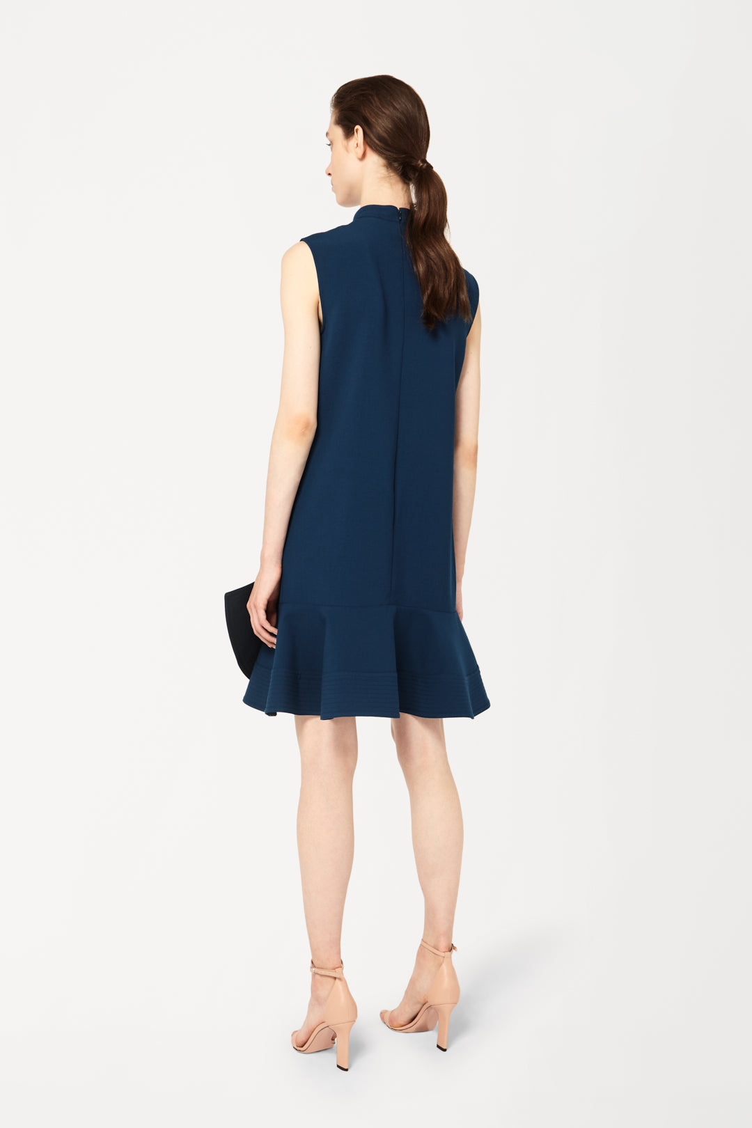 Peplum Hem Mini Dress in Petrol Blue