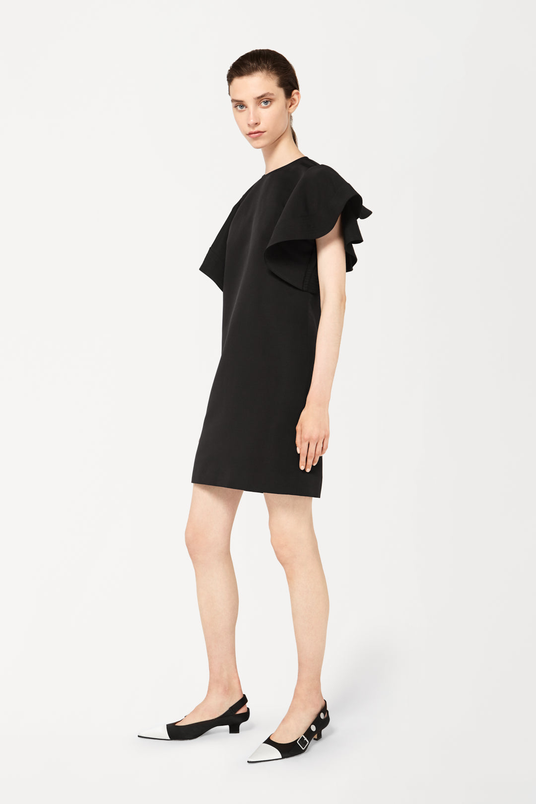 Ruffle Sleeve Dress in Black