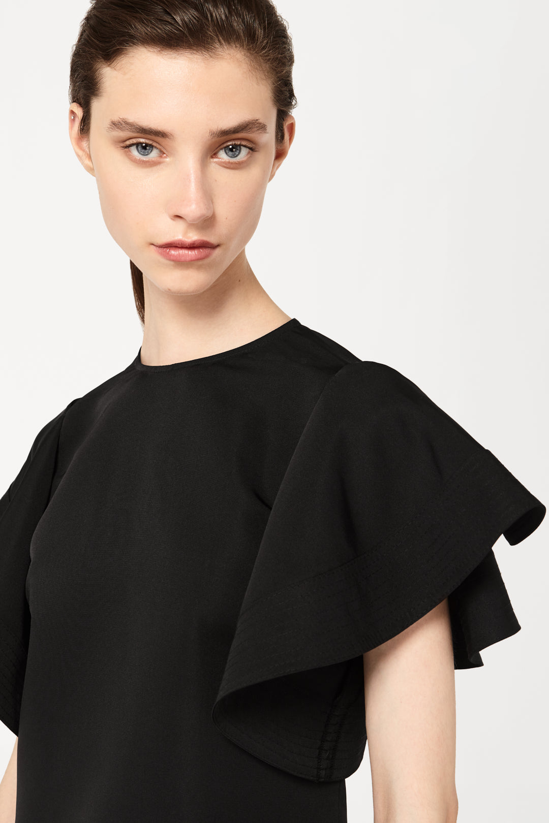 Ruffle Sleeve Dress in Black