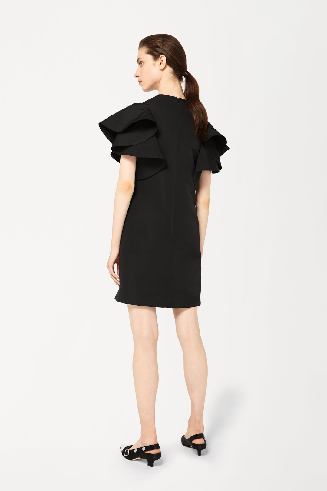 Ruffle Sleeve Dress in Black